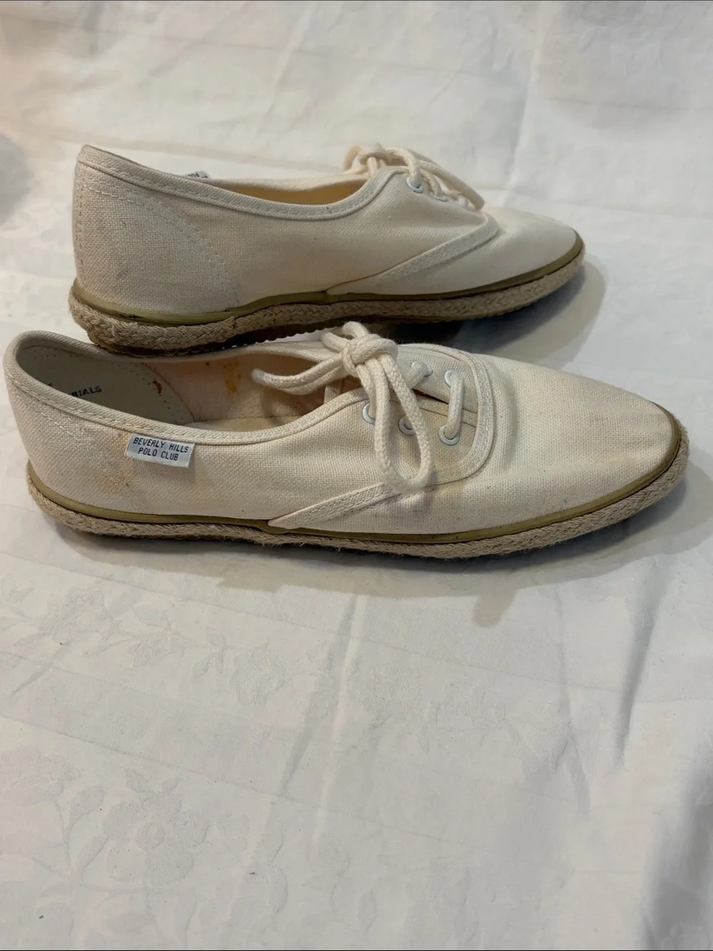 Beverly Hills Polo Club Women's Cream Canvas Espadrille Lace-Up Shoes